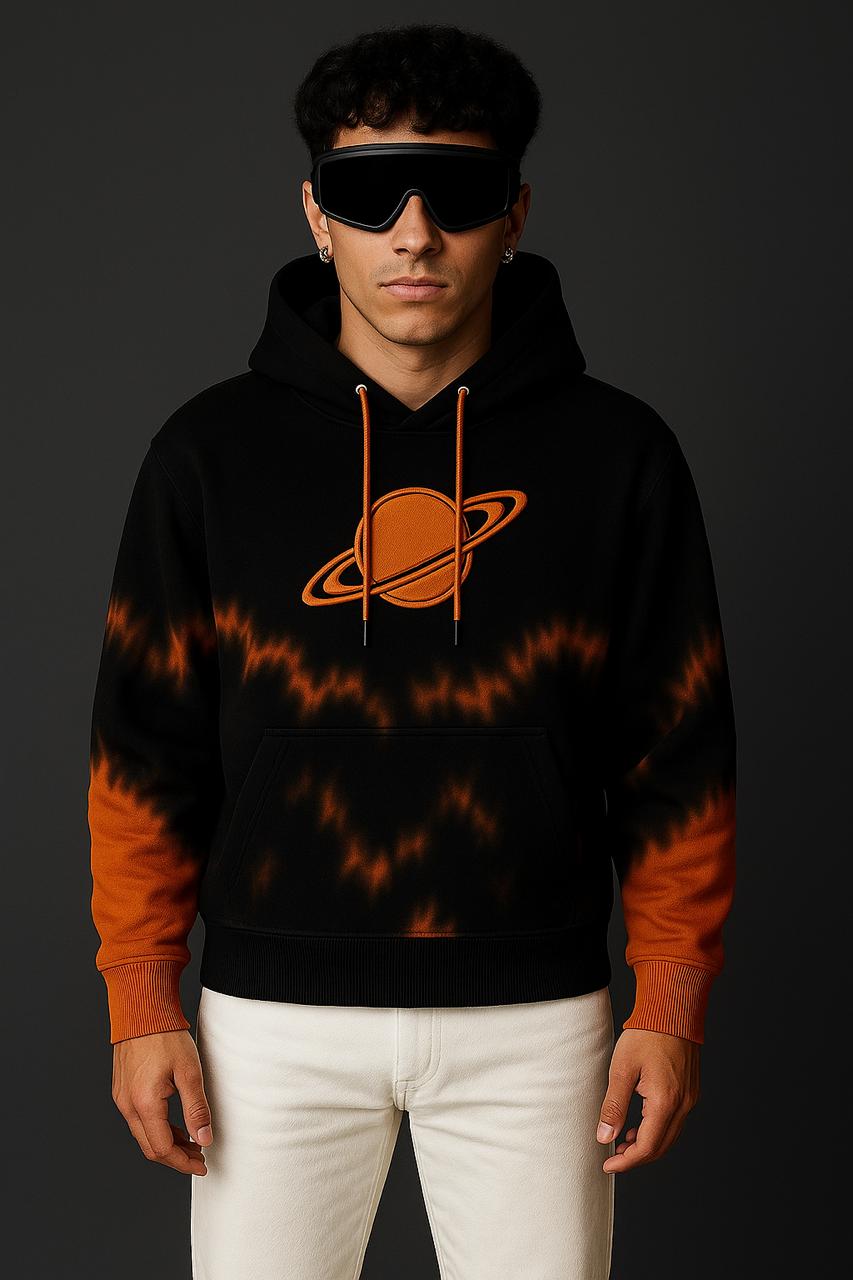 Planet Glow Premium Hoodie – Cosmic Black & Orange Edition
